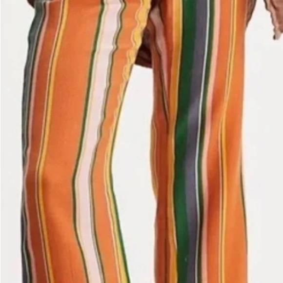 Free People Anthropologie Women’s Boho Striped Pants Orange Green Pink Blue 4 - Picture 3 of 13
